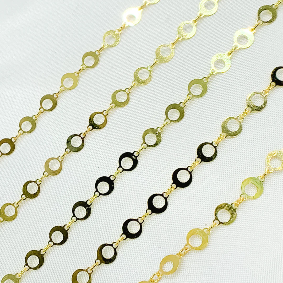 V20GP. Gold Plated 925 Sterling Silver Circle Link Chain - Image 3