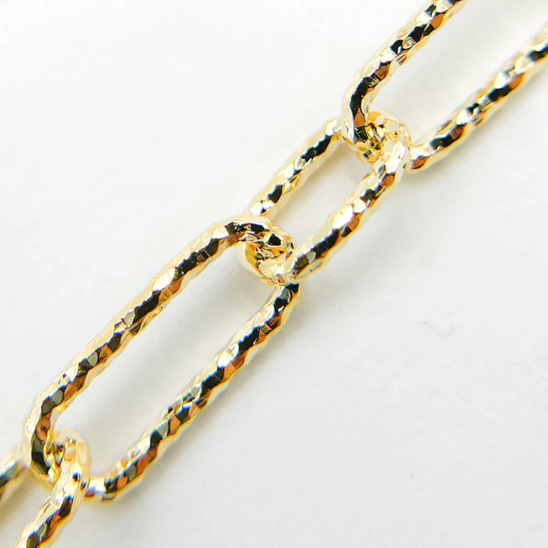 V149DCGP. Sterling Silver Gold Plated Diamond Cut Paper Clip Chain - Image 4