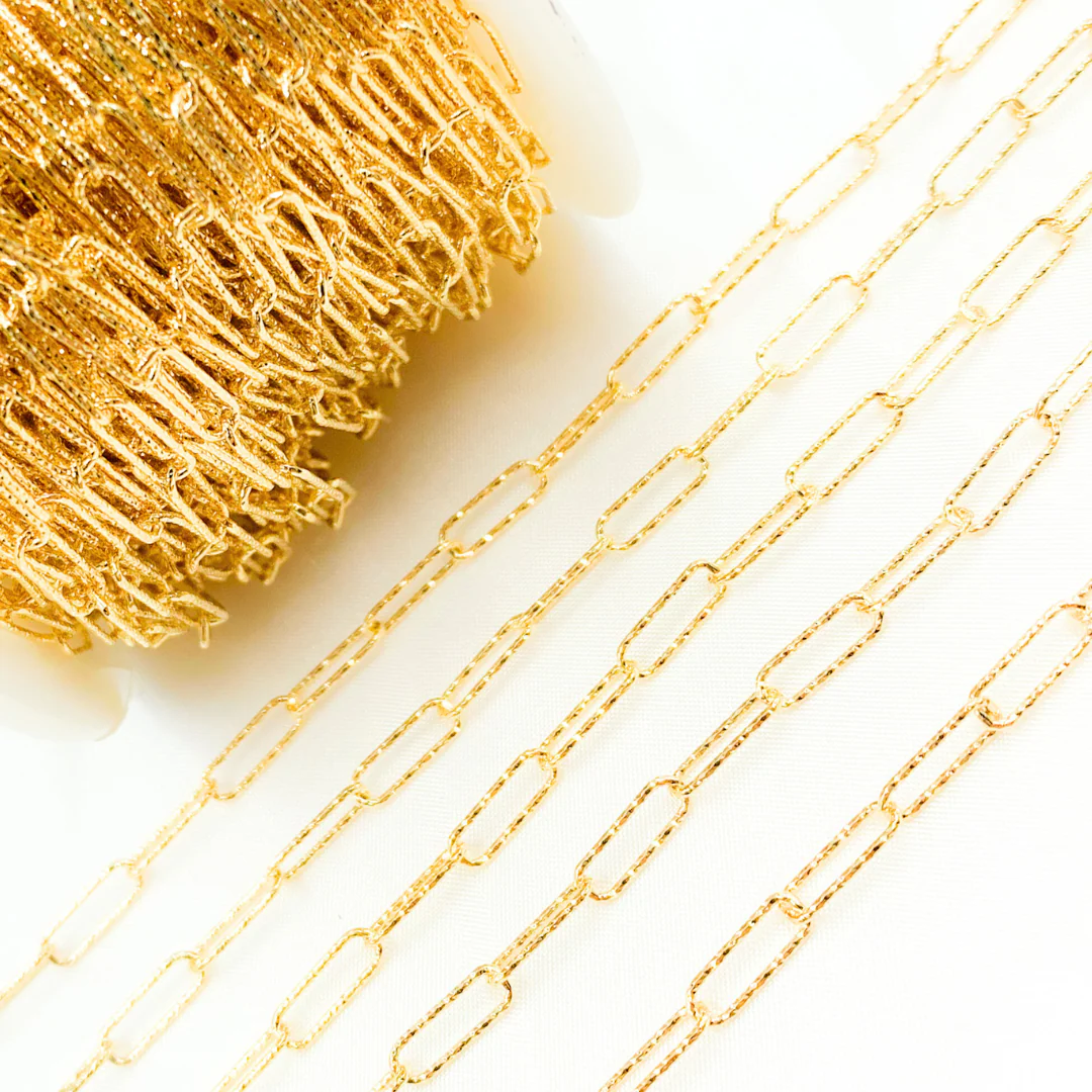 Y80DCGP. Gold Plated Sterling Silver Diamond Cut Paperclip Chain - Image 4