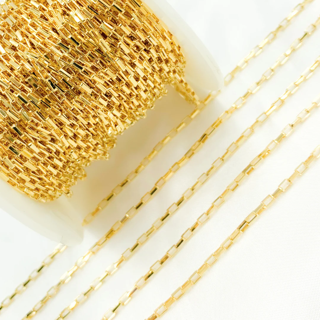 Y43GP.  Gold Plated Sterling Silver Box Chain - Image 4