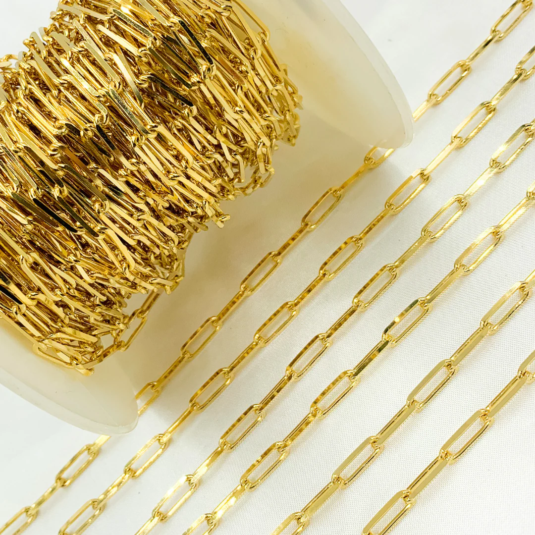 Z1GP. Gold Plated 925 Sterling Silver Diamond Cut Paperclip Chain - Image 4