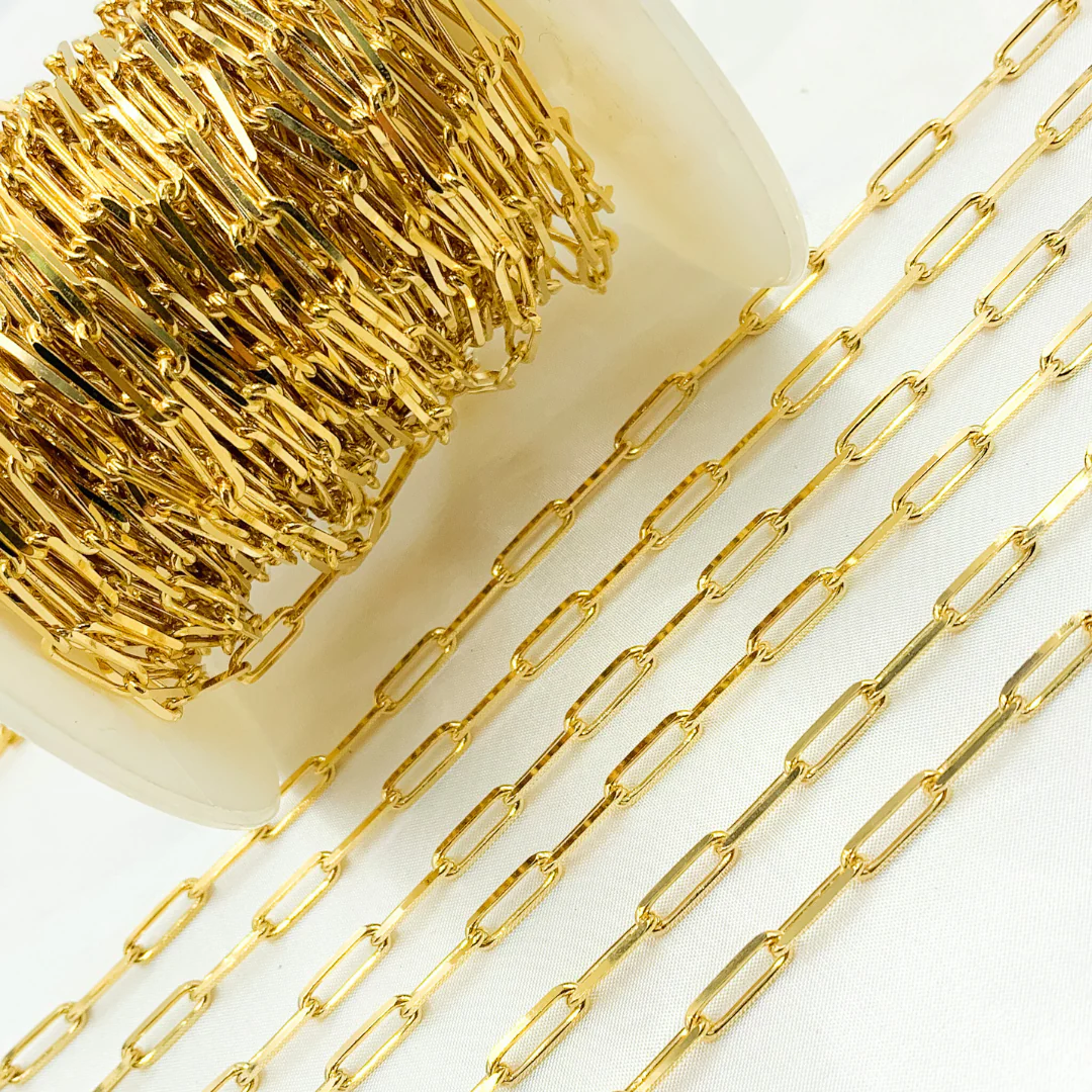 Z1GP. Gold Plated 925 Sterling Silver Diamond Cut Paperclip Chain - Image 5