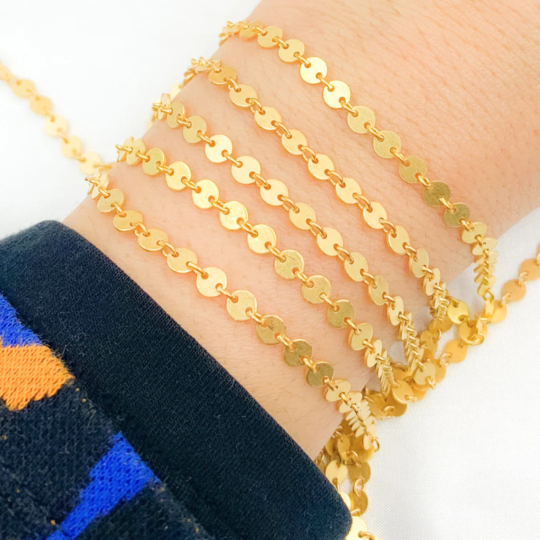 X25GP. Gold Plated 925 Sterling Silver Disc Chain