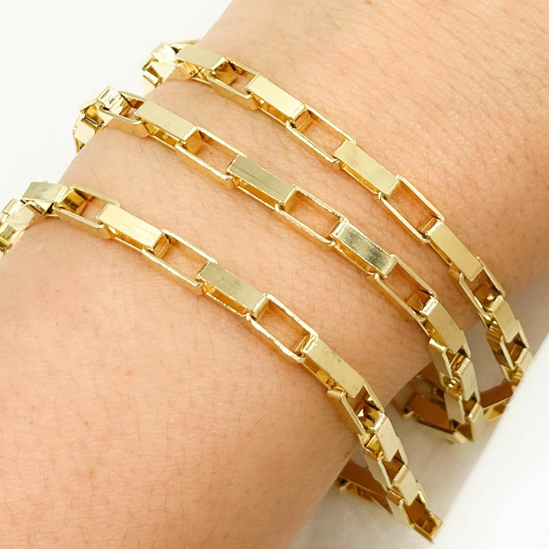 V42GP. Gold Plated 925 Sterling Silver Flat Box Chain - Image 2