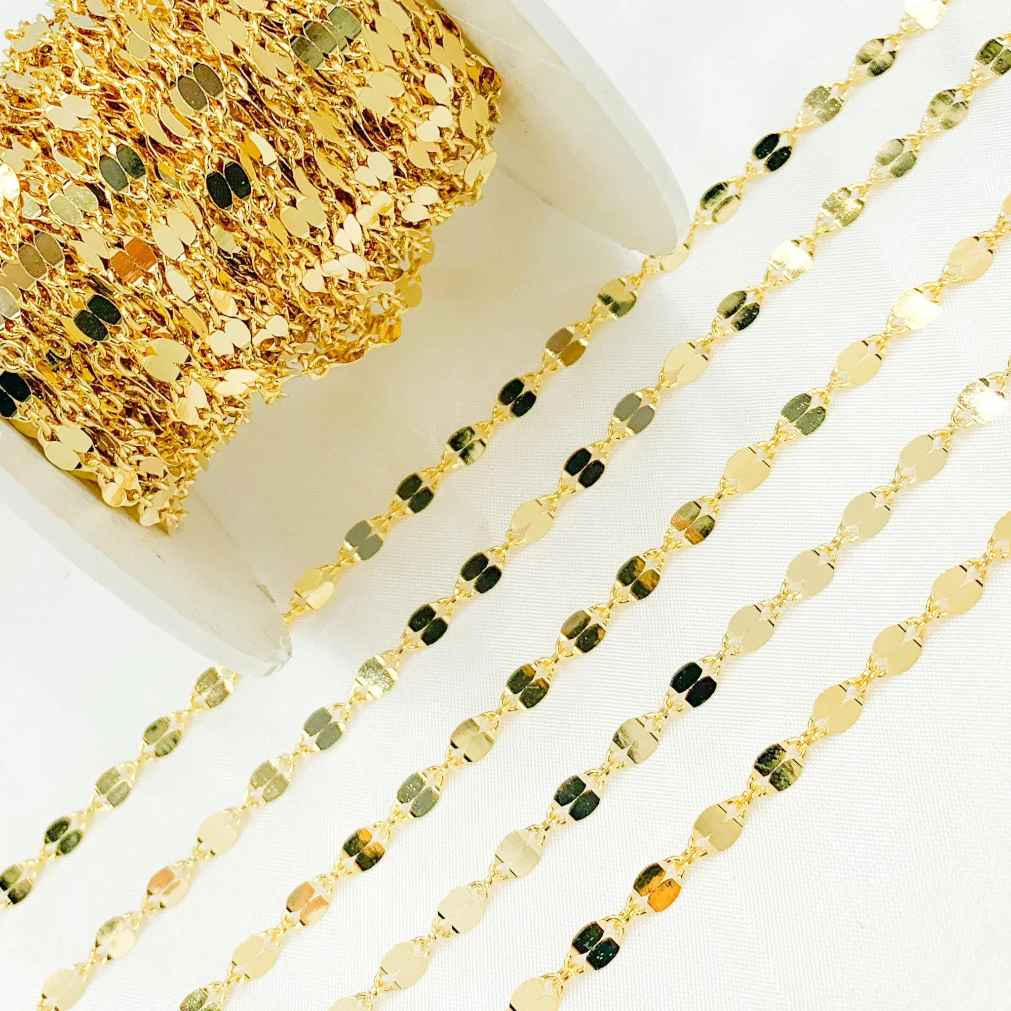 V19GP. Gold Plated 925 Sterling Silver Flat Marina Link Chain - Image 4