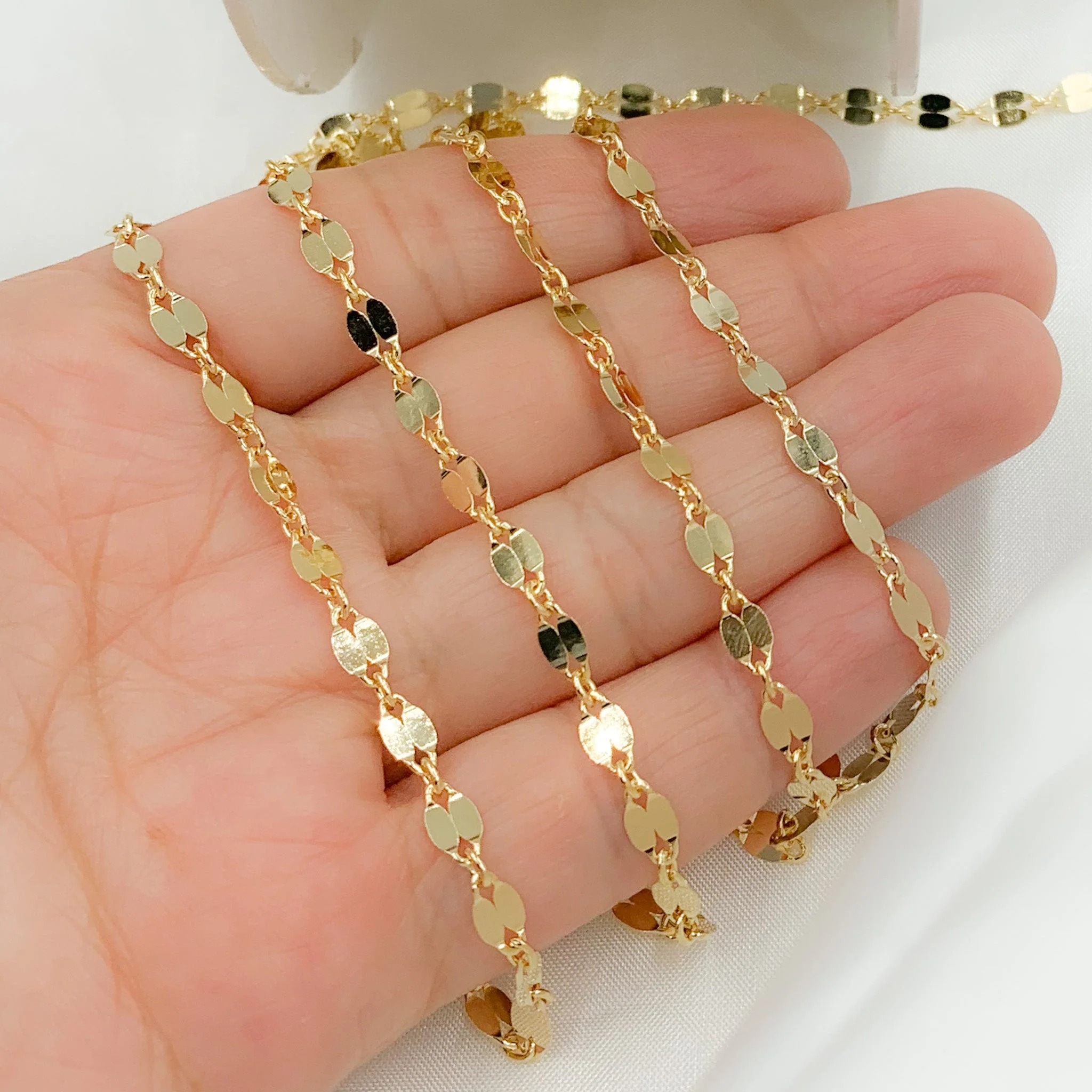 V19GP. Gold Plated 925 Sterling Silver Flat Marina Link Chain - Image 5