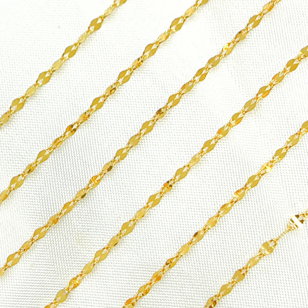 Z46GP. Gold Plated Sterling Silver Flat Marina Link Chain - Image 3