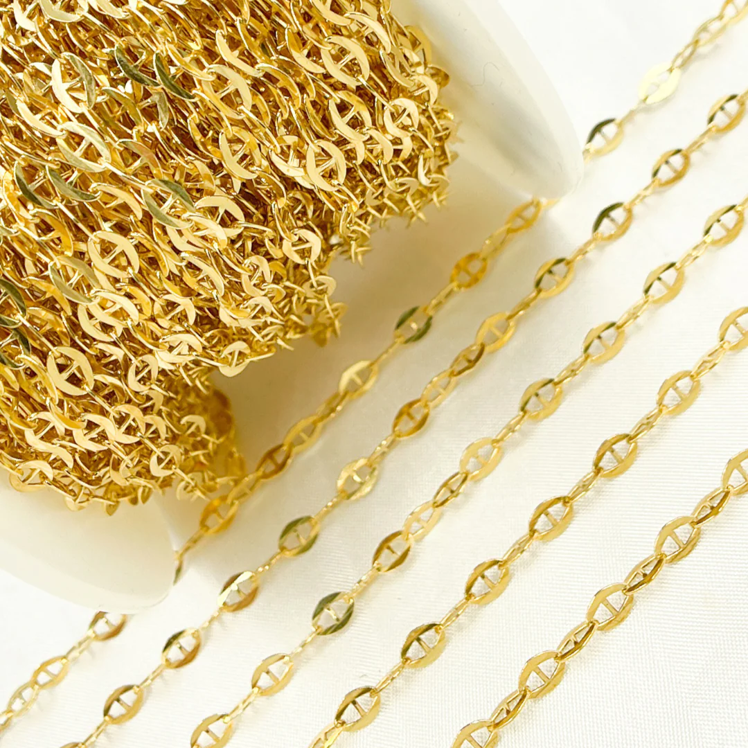 Z51GP. Gold Plated 925 Sterling Silver Flat Marina Link Chain - Image 7