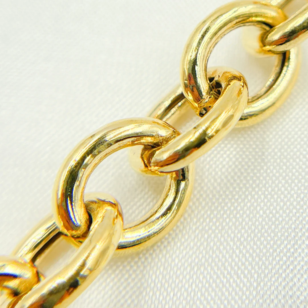Y99GP. Gold Plated Sterling Silver Hollow Smooth Oval Link Chain - Image 6