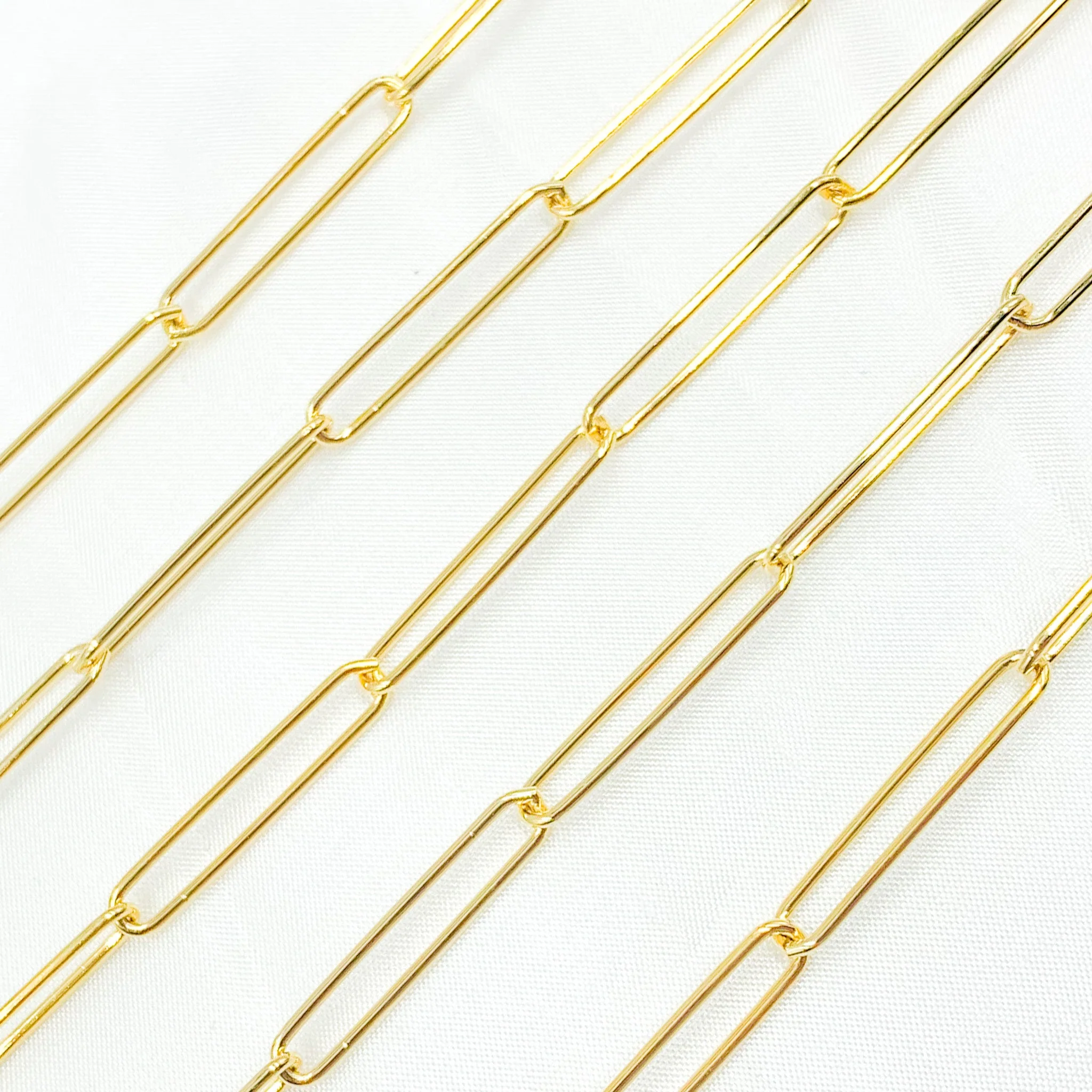 V40GP. Gold Plated 925 Sterling Silver Long Oval Link Chain - Image 2
