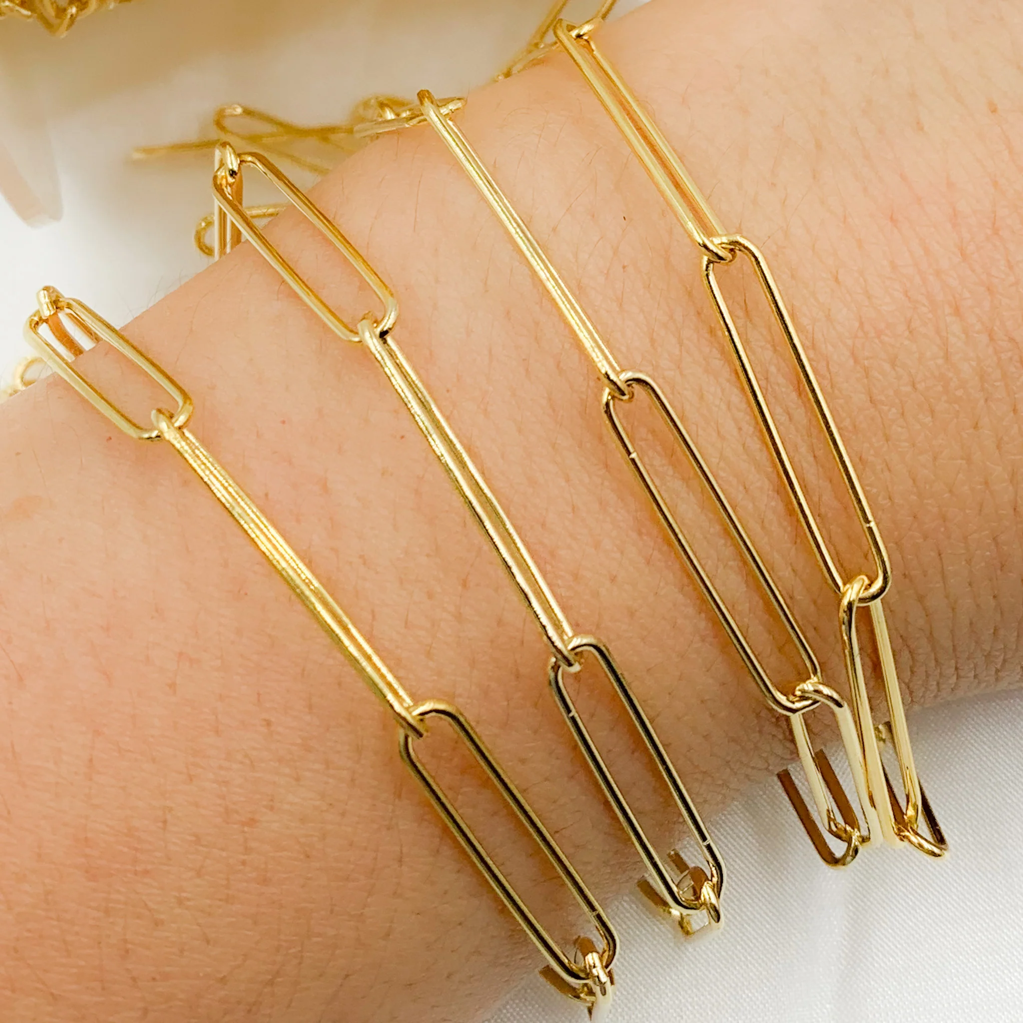 V40GP. Gold Plated 925 Sterling Silver Long Oval Link Chain - Image 3