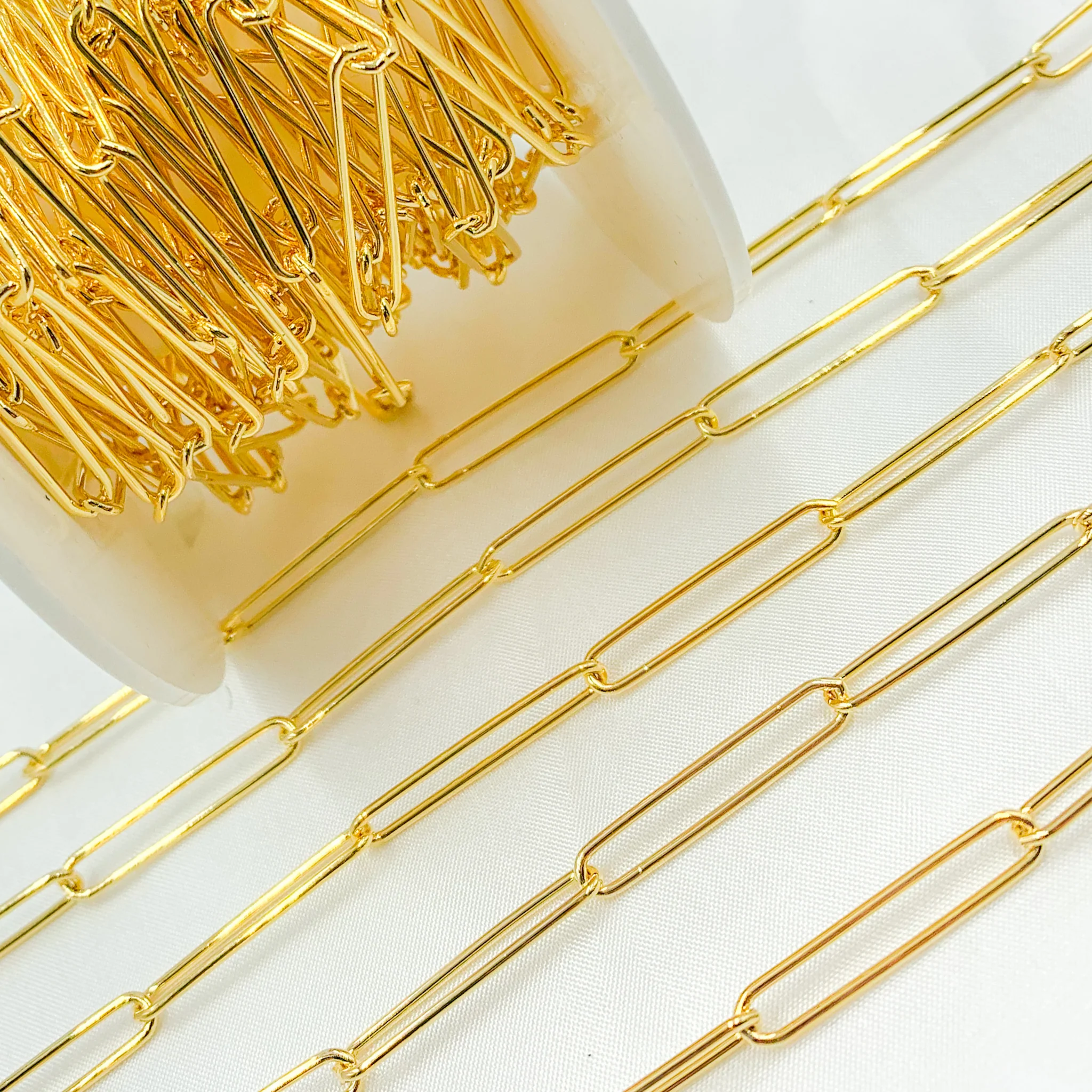 V40GP. Gold Plated 925 Sterling Silver Long Oval Link Chain - Image 5