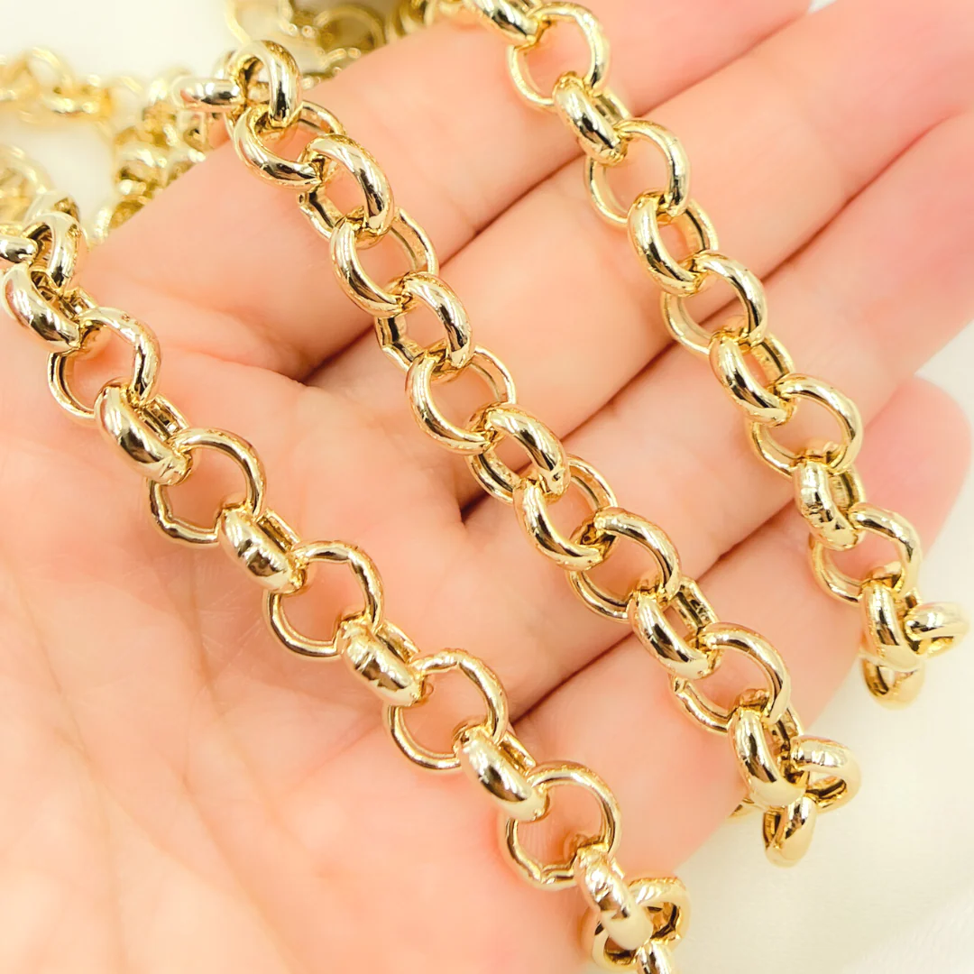 V48GP. Gold Plated 925 Sterling Silver Rolo Link Chain