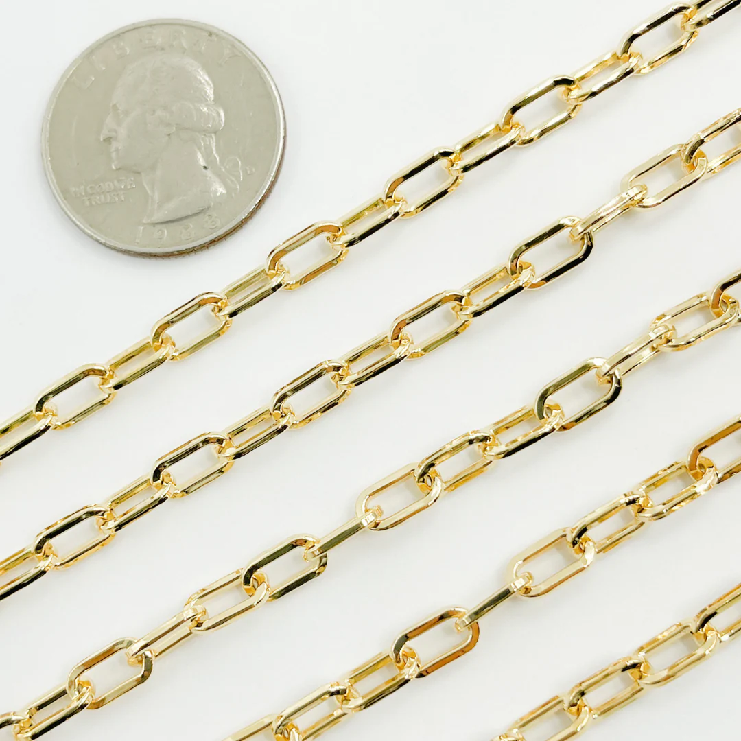 V137GP. Gold Plated 925 Sterling Silver Round Paperclip Chain - Image 3