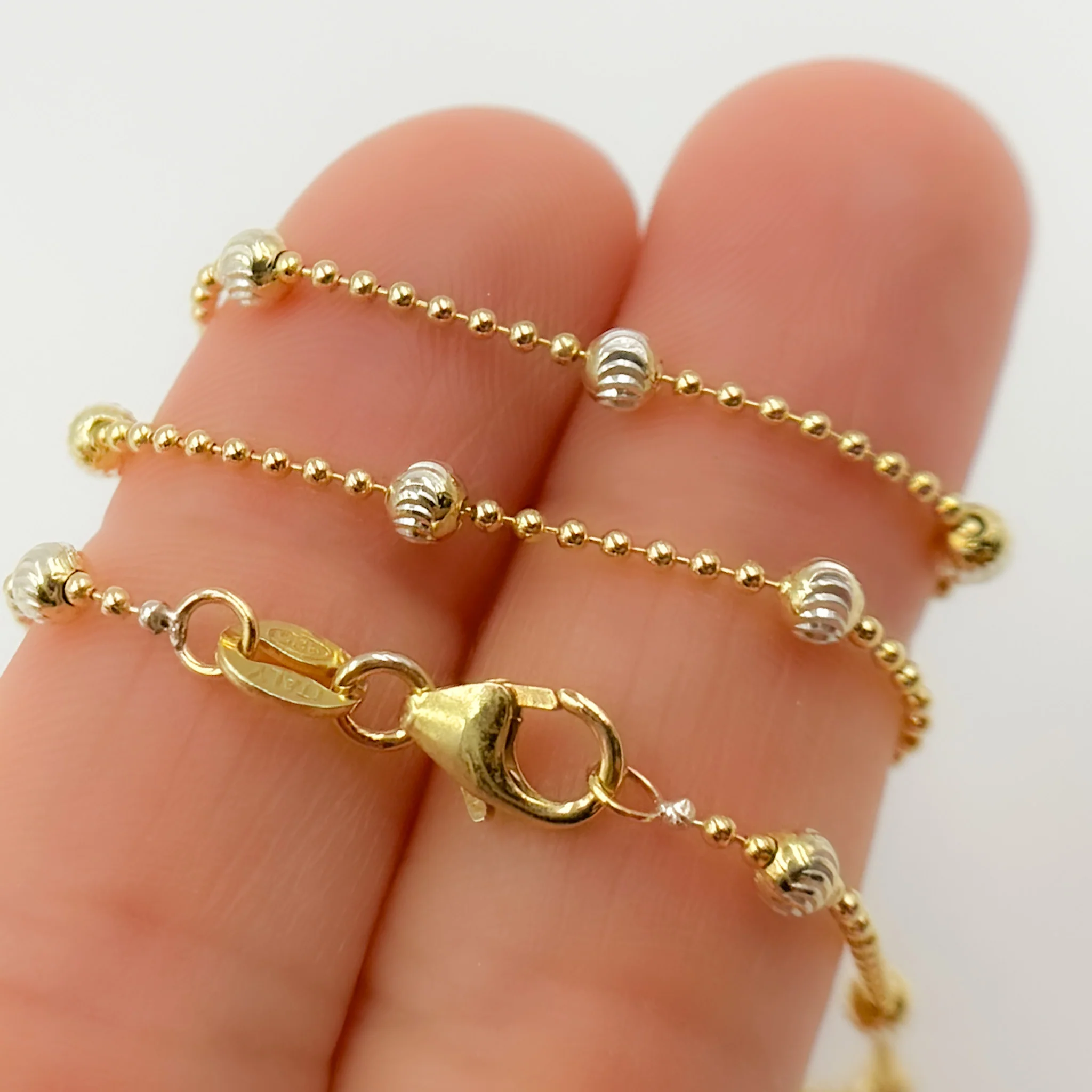 120KPLP3YM. Sterling Silver Gold and Silver Necklace Satellite - Image 3