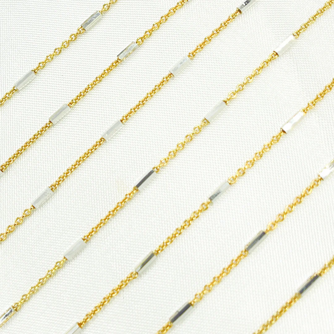 Z9GS1. Sterling Silver Gold Plated With Silver Tube Chain - Image 2