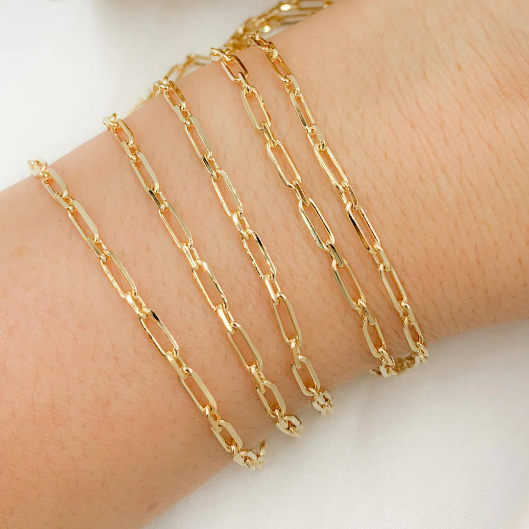 Z19GP. Gold Plated 925 Sterling Silver Short & Long Oval Link Chain - Image 3