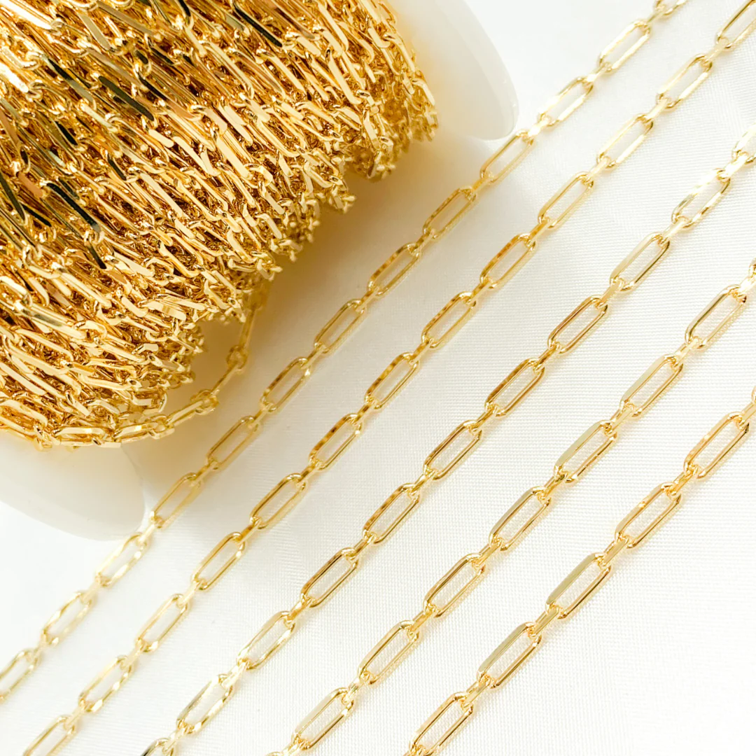 Z19GP. Gold Plated 925 Sterling Silver Short & Long Oval Link Chain - Image 4