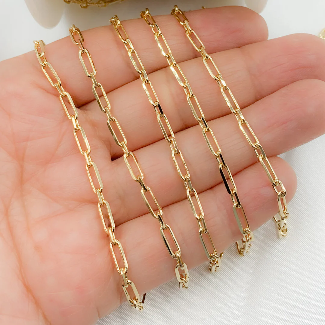 Z19GP. Gold Plated 925 Sterling Silver Short & Long Oval Link Chain - Image 5