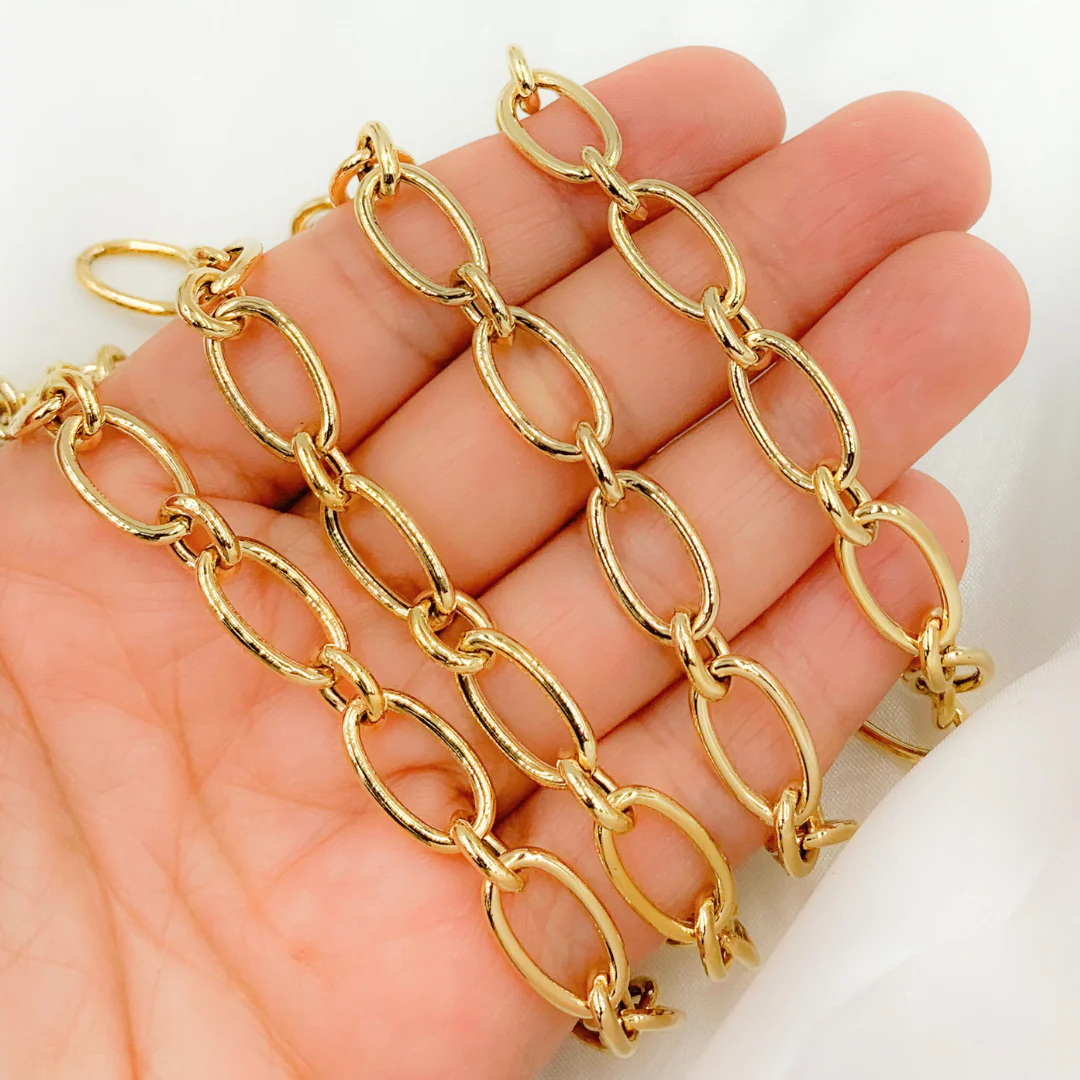 Z63GP. Gold Plated 925 Sterling Silver Smooth Oval Link Chain