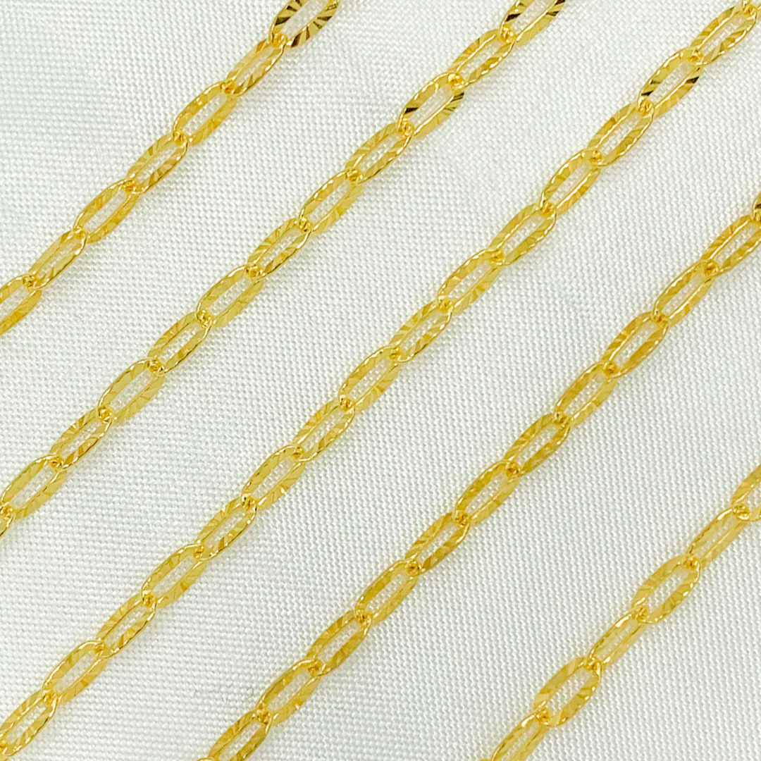 Z17GP. Gold Plated 925 Sterling Silver Textured Oval Link Chain - Image 2