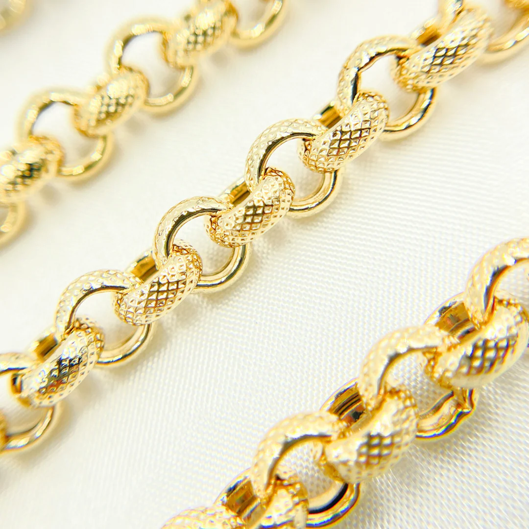 V50GP. Plated 925 Sterling Silver Textured Round Link Chain - Image 7