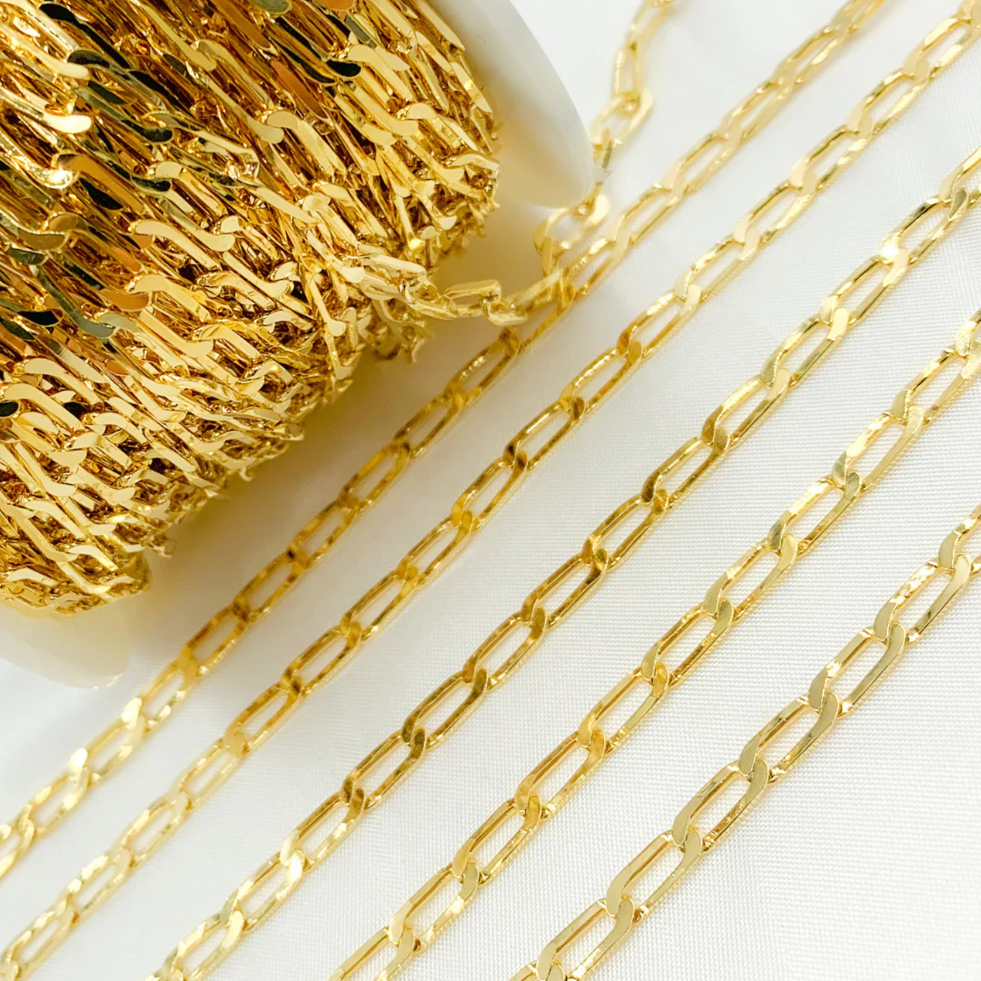 Gold Plated 925 Sterling Silver Ultra Flat Paperclip Chain. Z60GP - Image 3