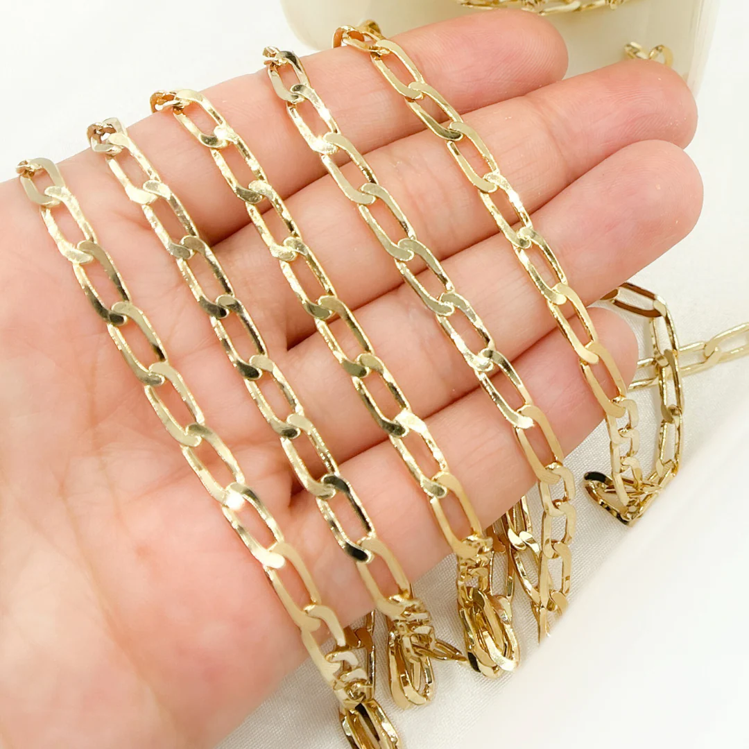 Z61GP. Gold Plated 925 Sterling Silver Ultra Flat Paperclip Link Chain