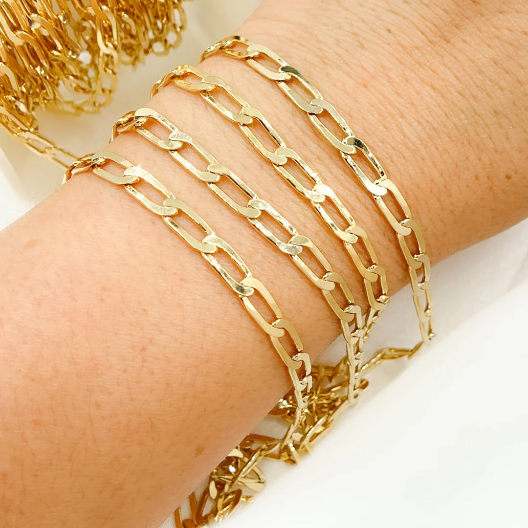 Z61GP. Gold Plated 925 Sterling Silver Ultra Flat Paperclip Link Chain - Image 2