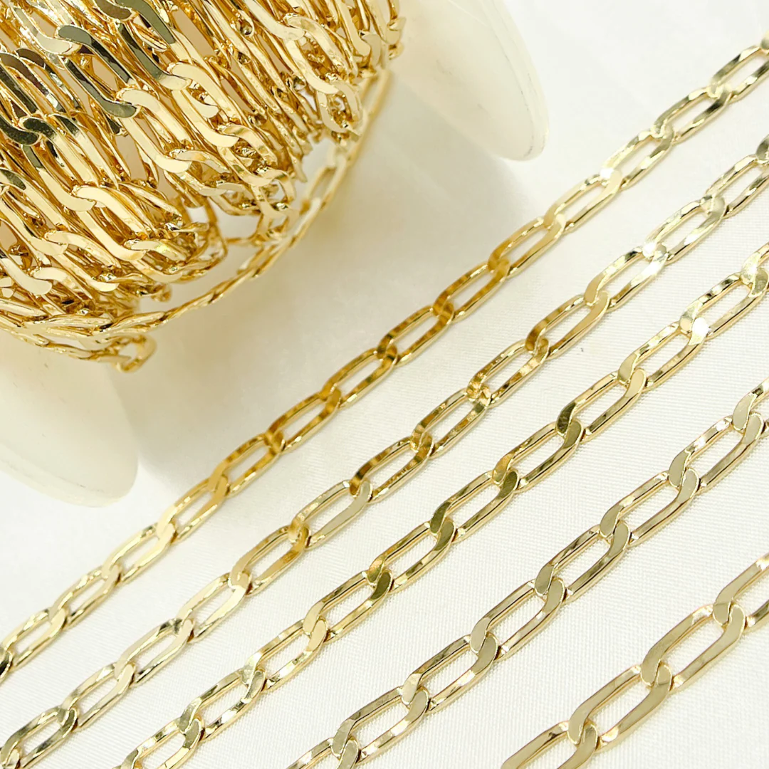 Z61GP. Gold Plated 925 Sterling Silver Ultra Flat Paperclip Link Chain - Image 5
