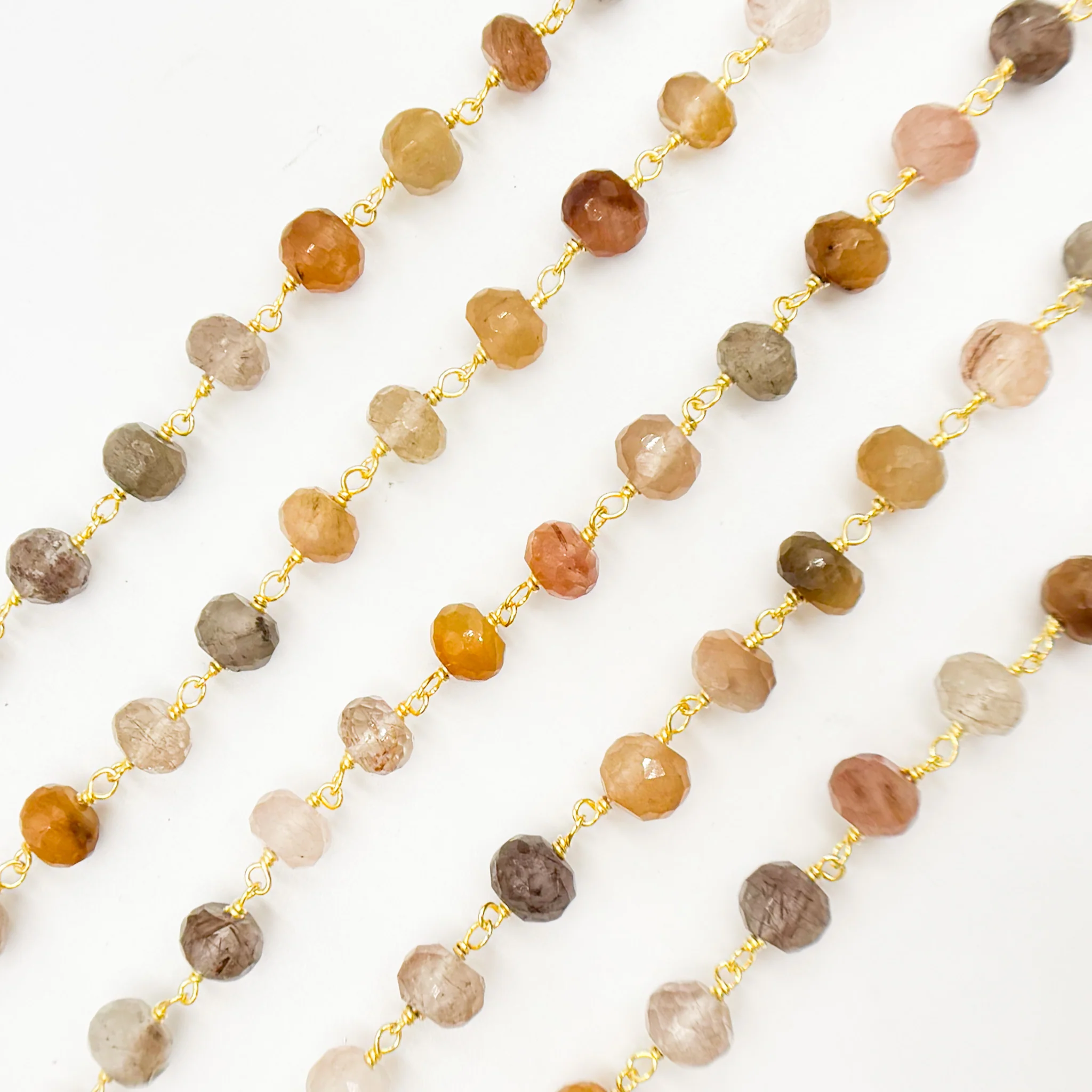 GRU20. Gold Plated Sterling Silver Quartz Rutile Wire Chain