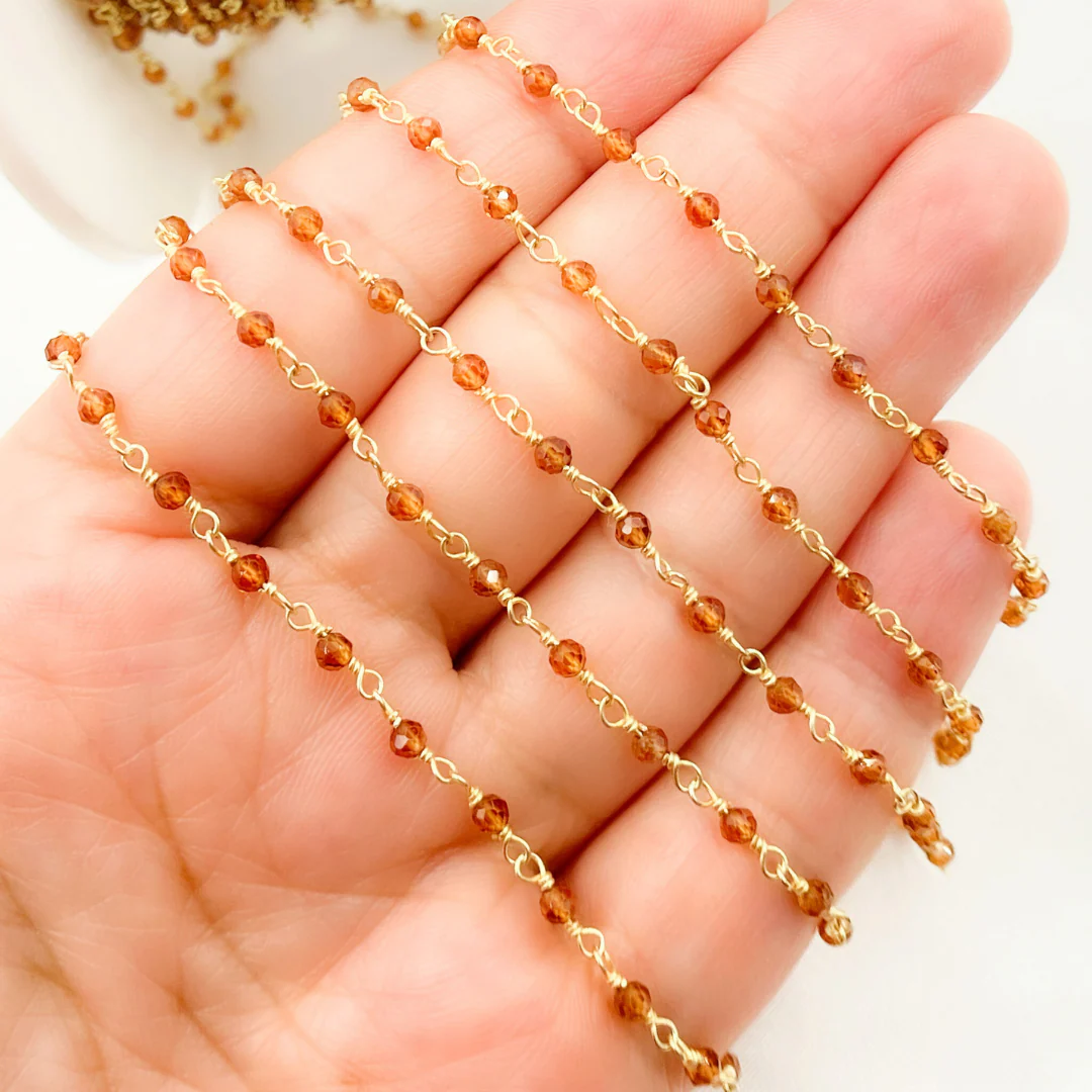 Hessonite Gold Plated Wire Chain. HES2 - Image 2