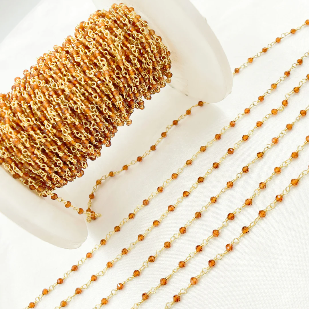 Hessonite Gold Plated Wire Chain. HES2 - Image 4