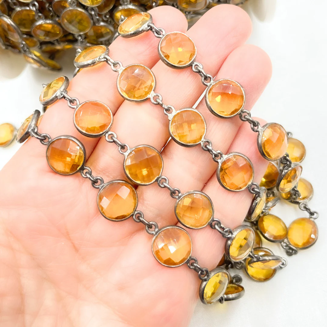 Hydro Quartz Round Shape Bezel Oxidized Wire Chain. HQ3 - Image 2