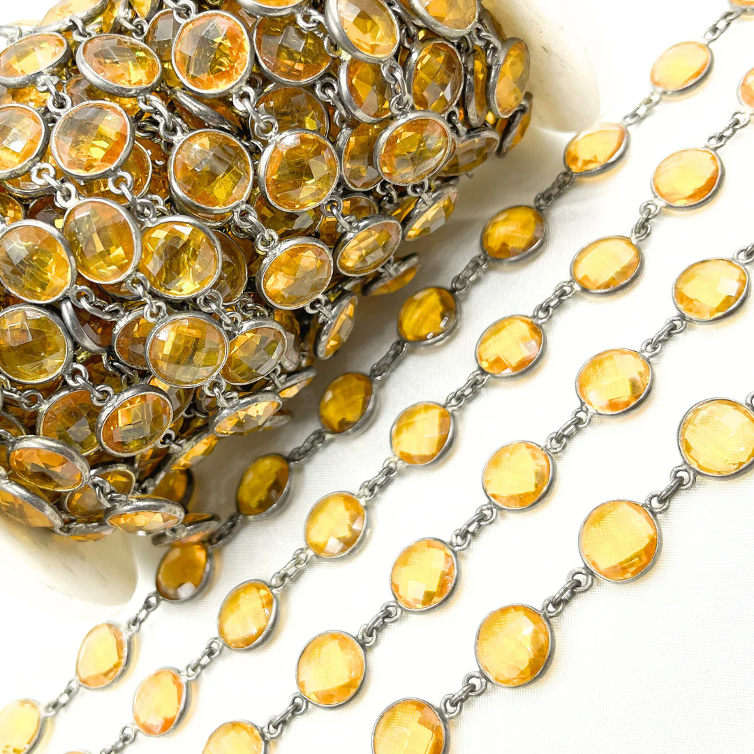 Hydro Quartz Round Shape Bezel Oxidized Wire Chain. HQ3 - Image 5