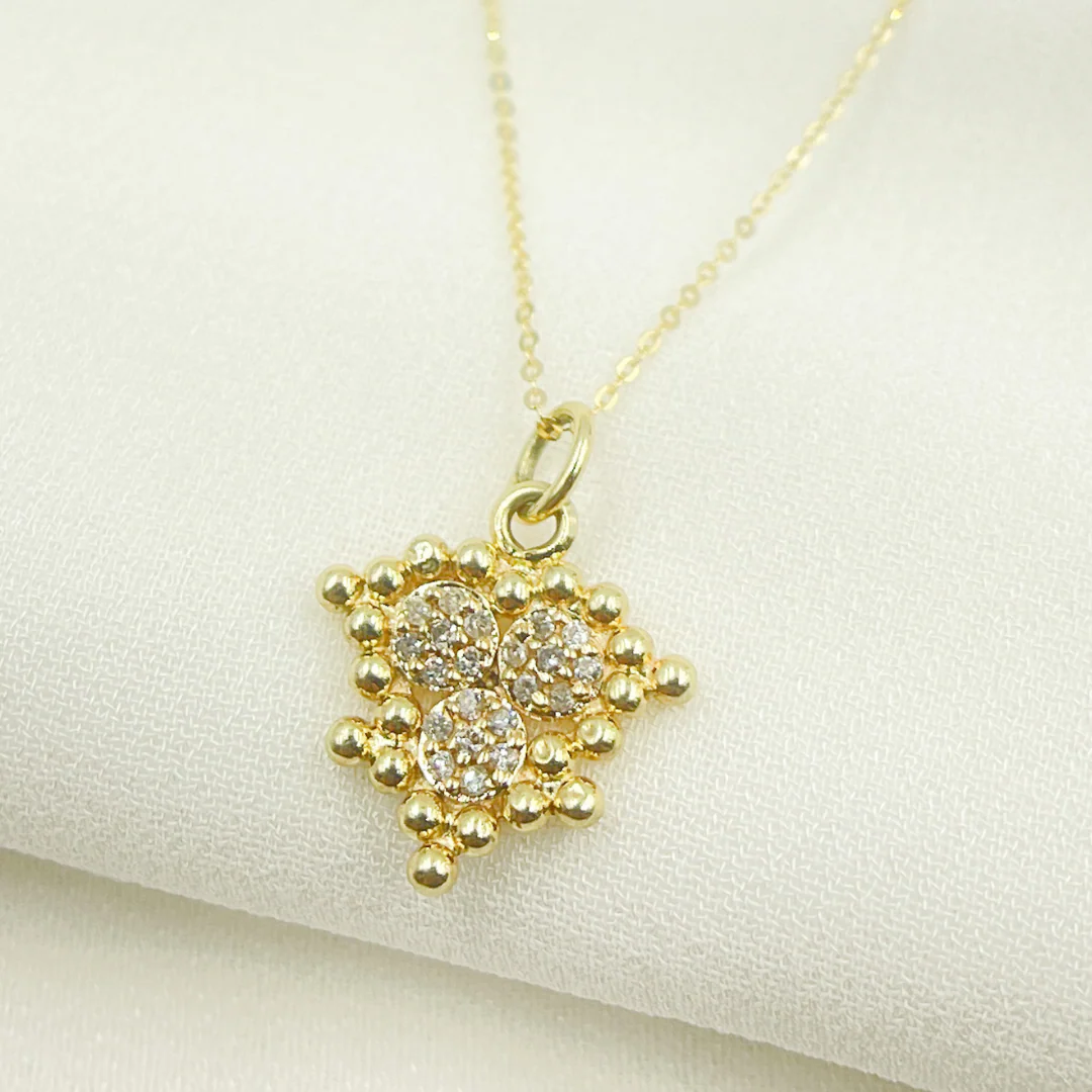 14K Solid Gold with Diamonds Organic Shape Charm. KG12