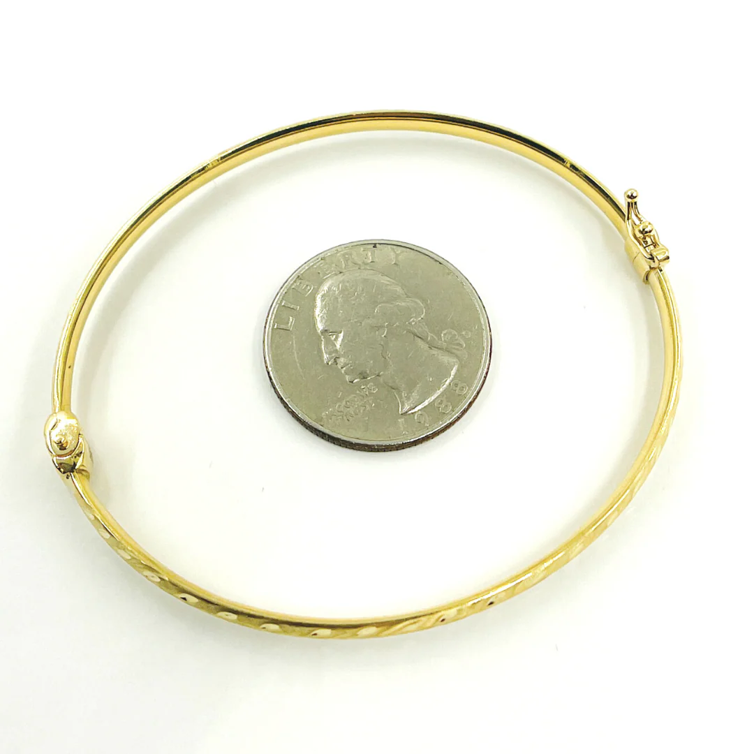 Bangle13. 14K Solid Gold Matte Textured Bangle - Image 2