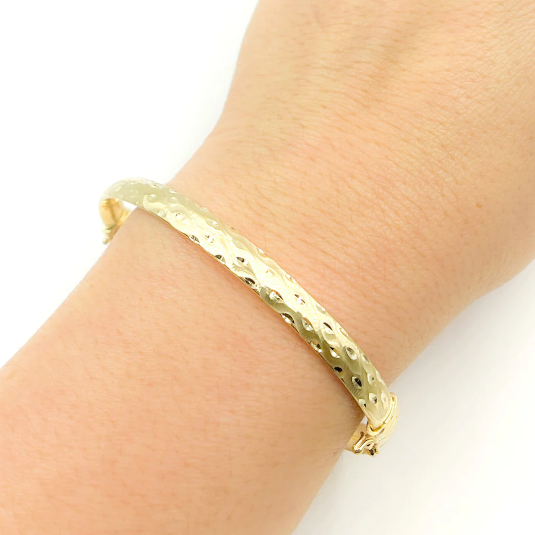 Bangle14. 14K Solid Gold Matte Textured Bangle - Image 2