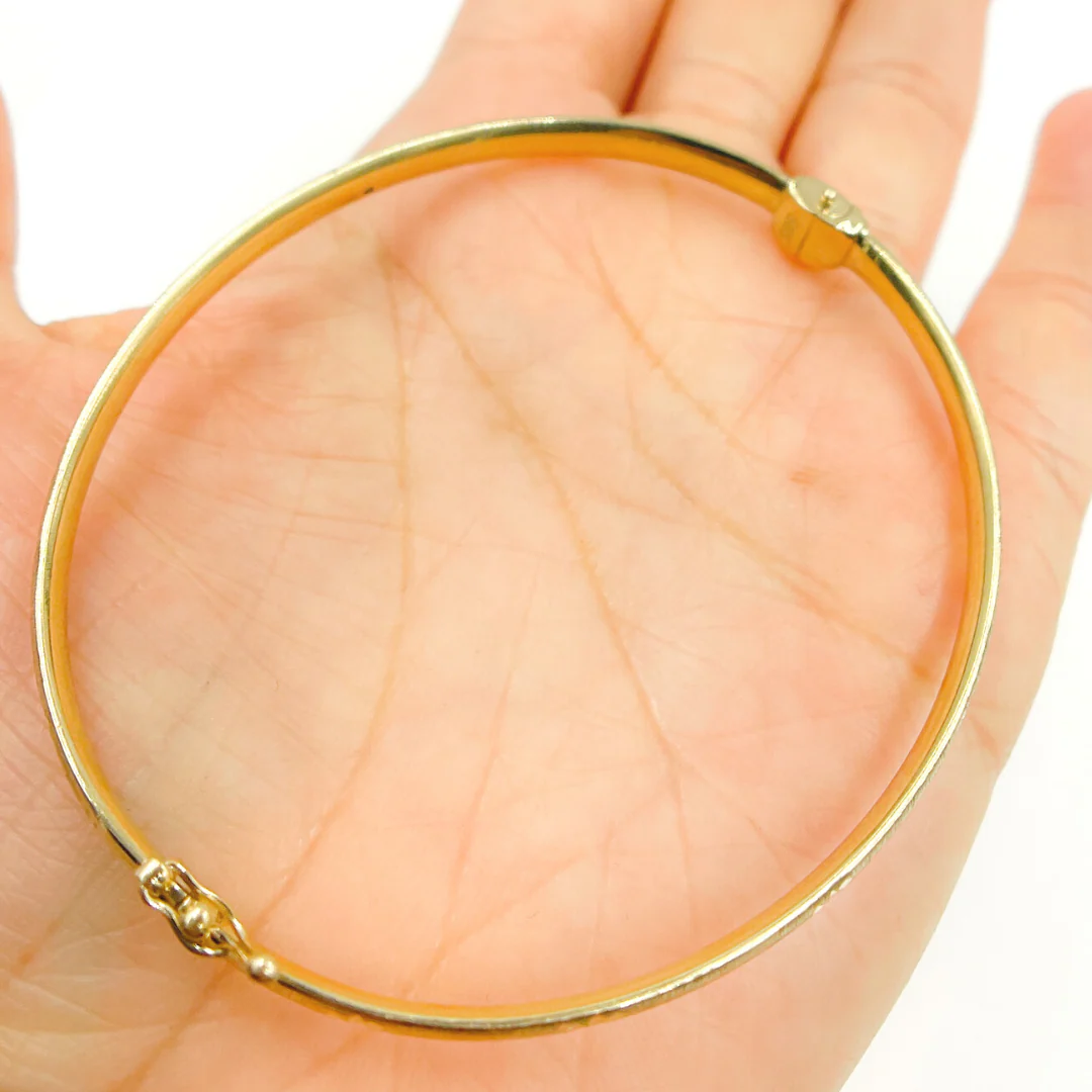 Bangle15. 14K Solid Gold Matte Star Textured Bangle - Image 4