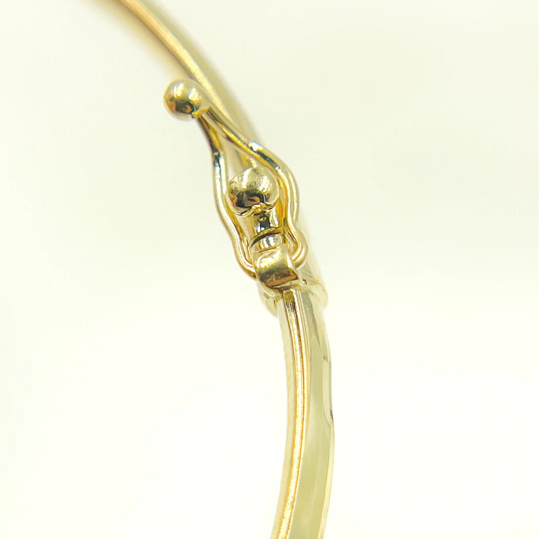Bangle15. 14K Solid Gold Matte Star Textured Bangle - Image 7