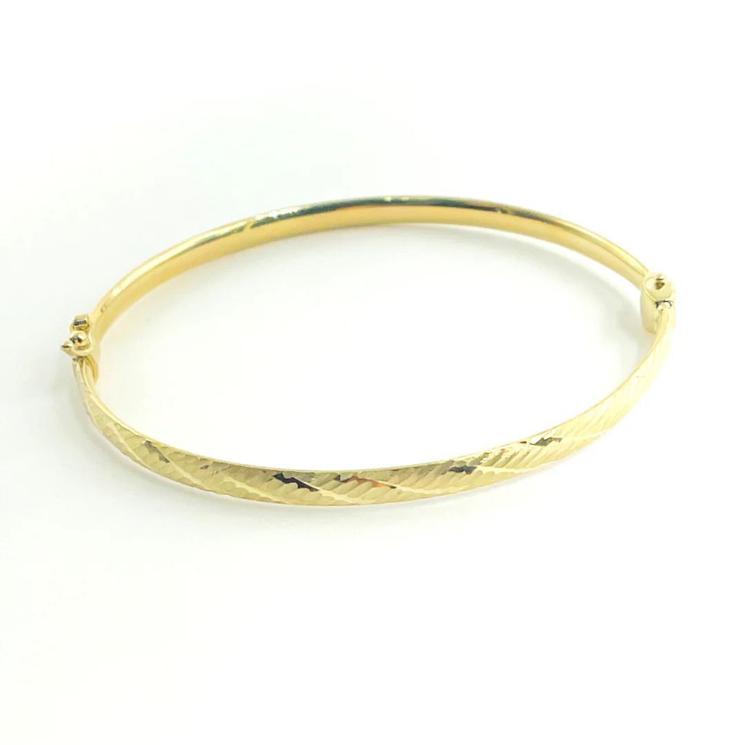Bangle18. 14K Solid Gold Matte Textured Bangle - Image 3