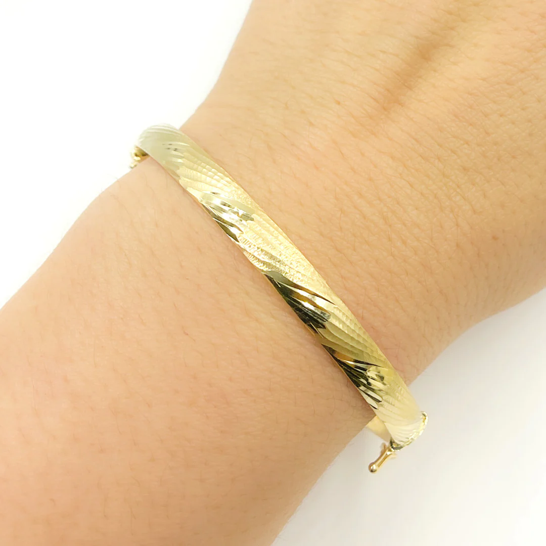 Bangle21. 14K Solid Gold Matte Textured Bangle - Image 2