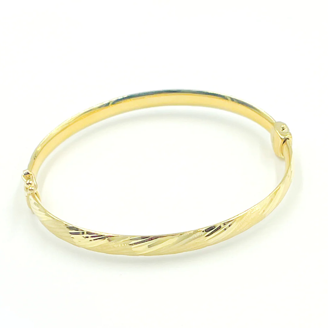 Bangle21. 14K Solid Gold Matte Textured Bangle - Image 4