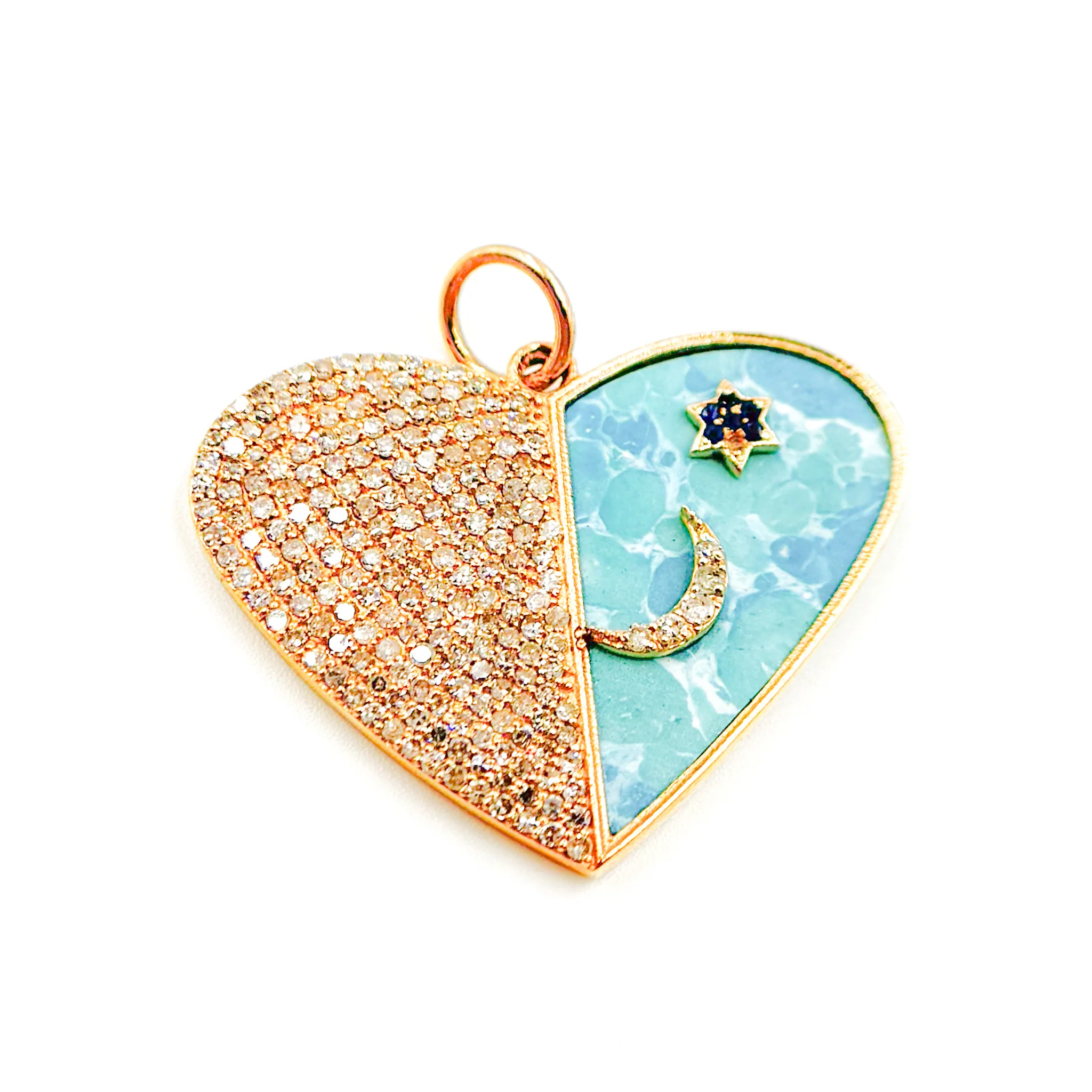 KG173. 14K Gold Star, Moon and Heart Pendant - Image 4
