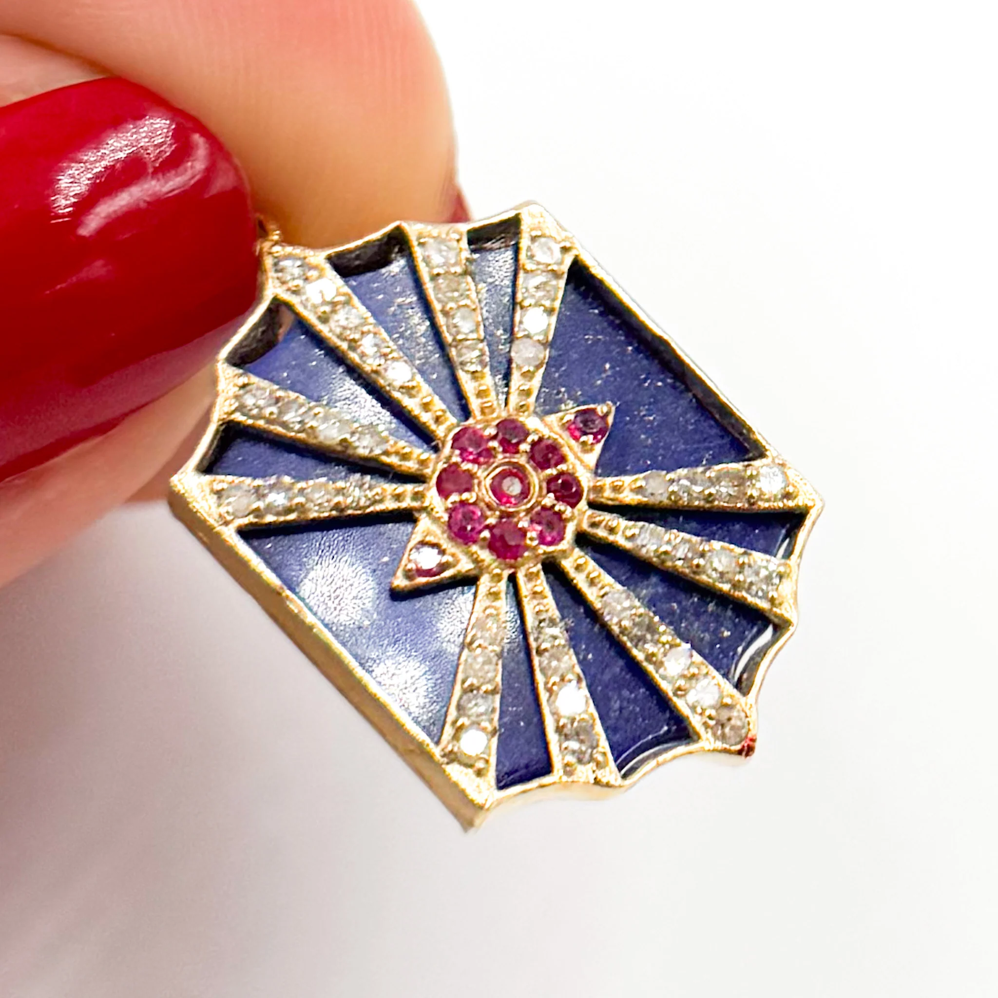 KG209. 14K Solid Gold Eye with Rays Pendant - Image 4