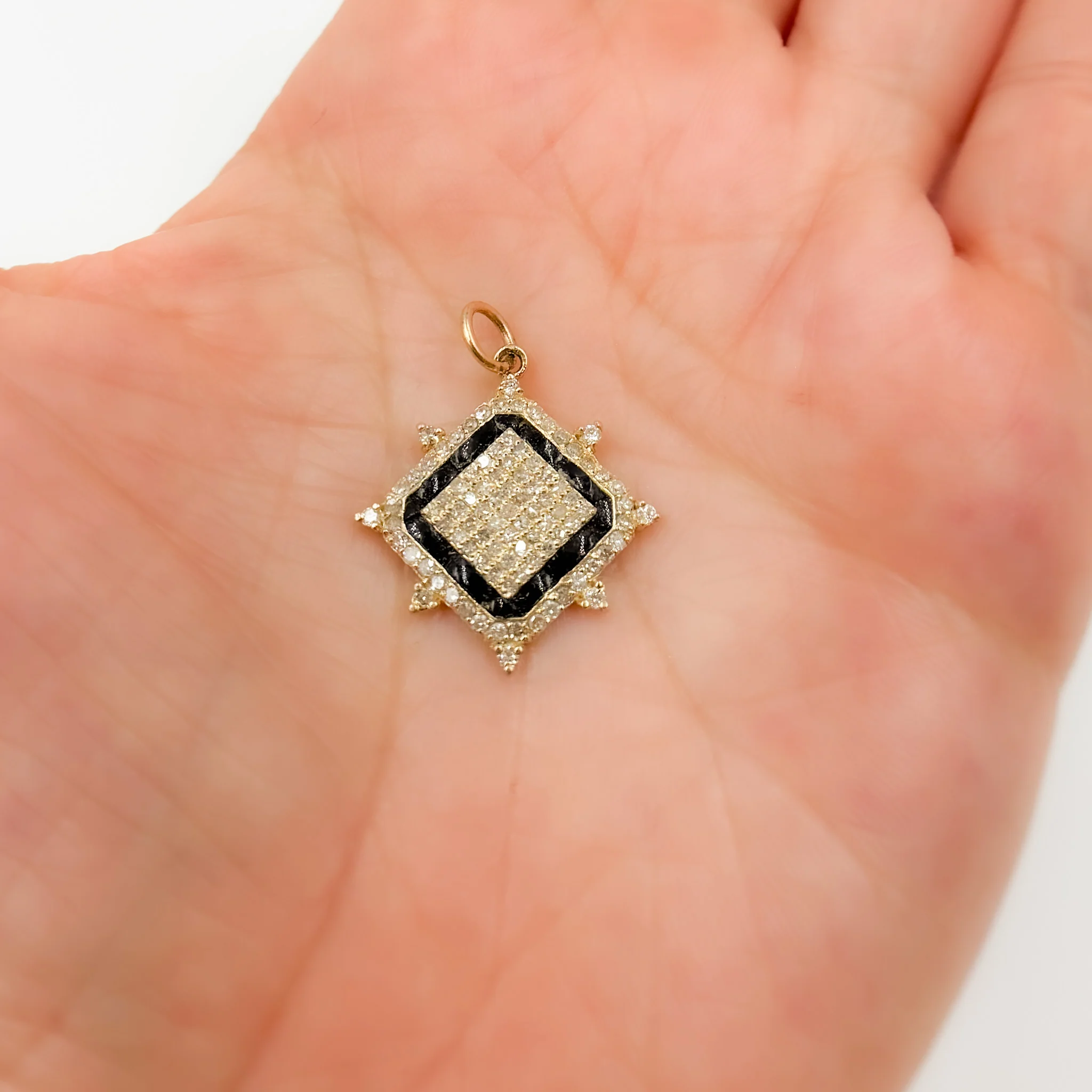 KG234. 14K Gold Square Pendant