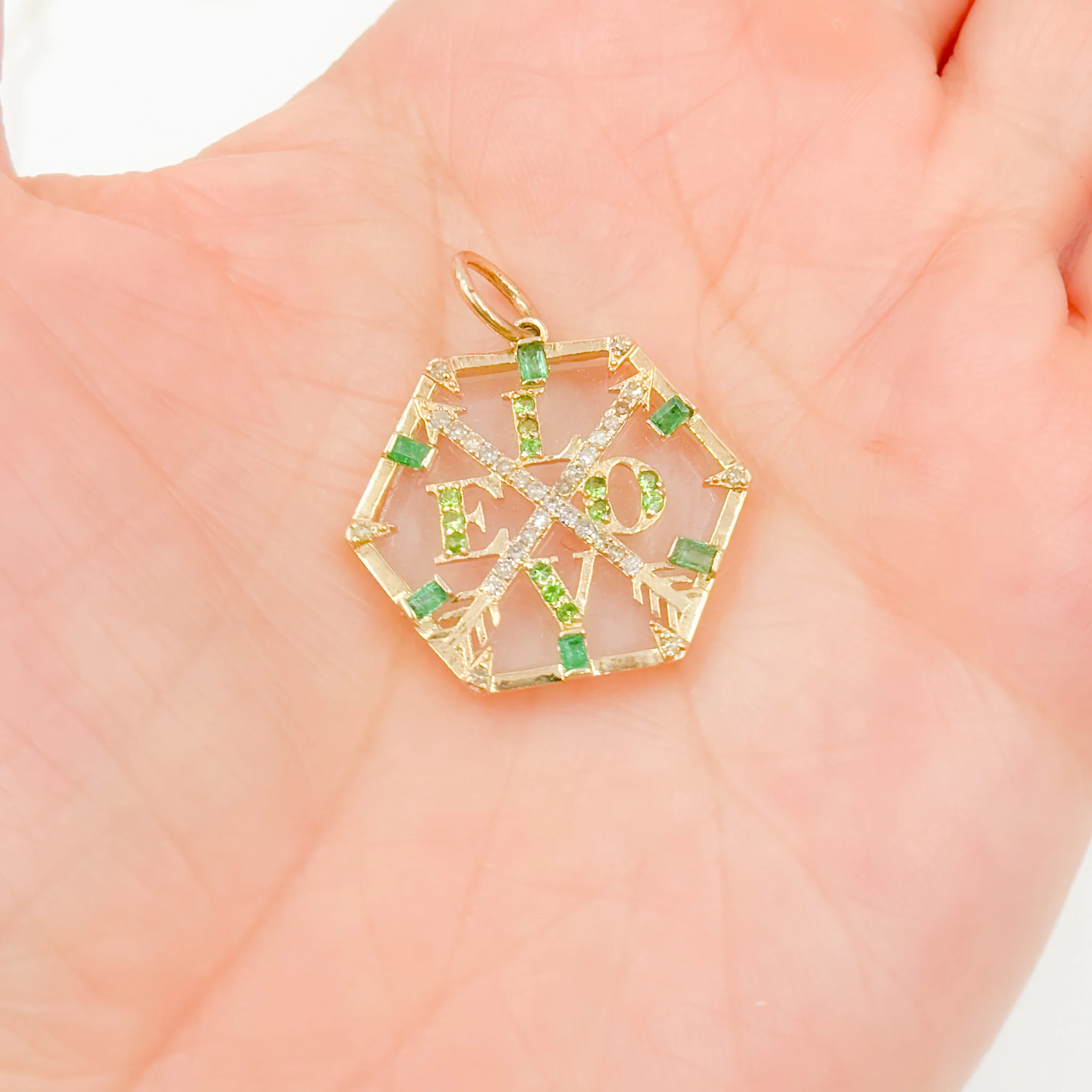 KG287. 14K Solid Gold Hexagon Love Pendant