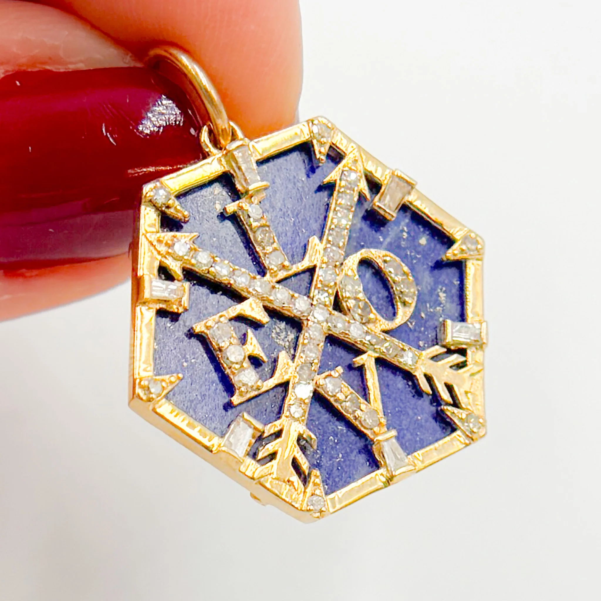 KG287. 14K Solid Gold Hexagon Love Pendant - Image 6