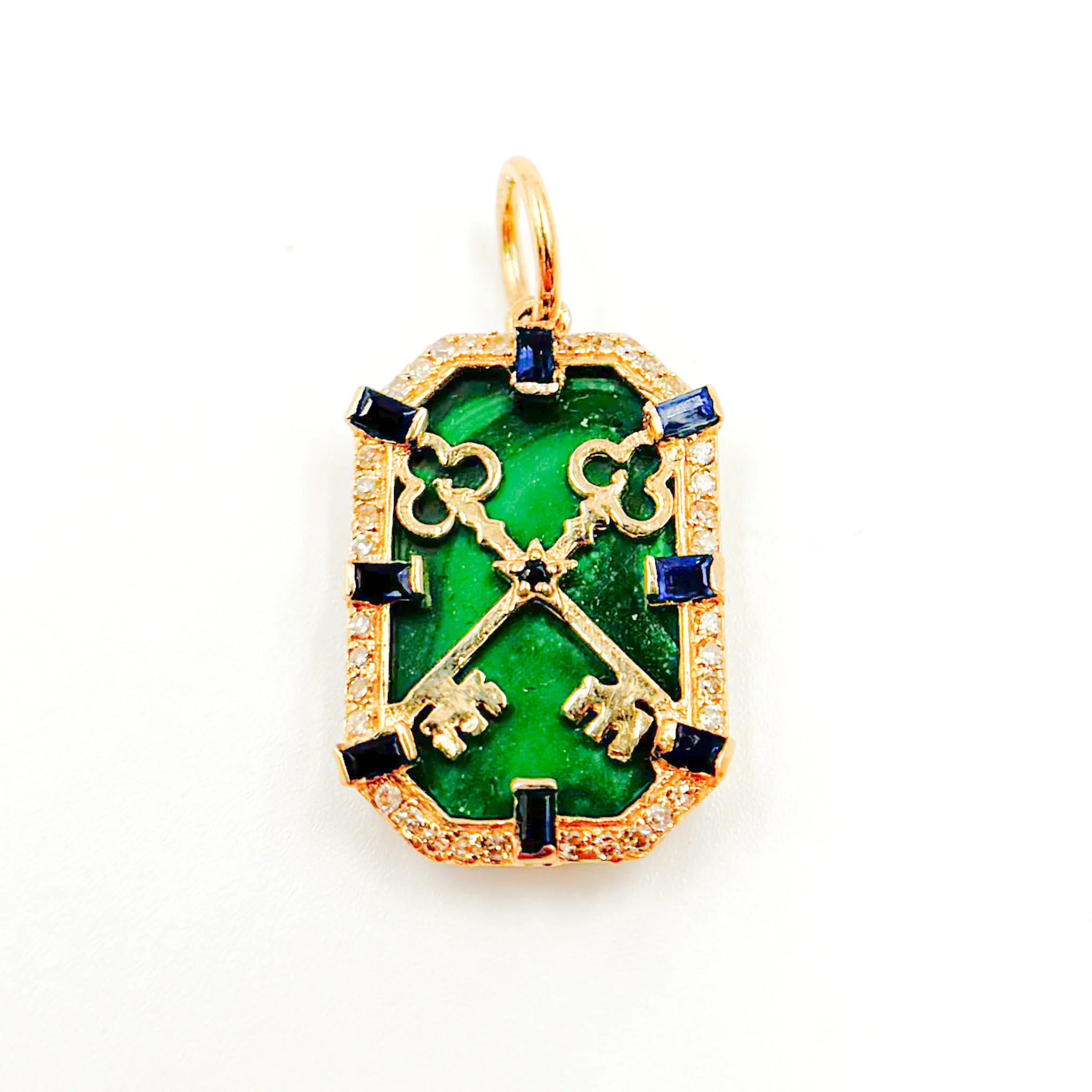 KG288. 14K Gold Keys Rectangle Pendant - Image 3