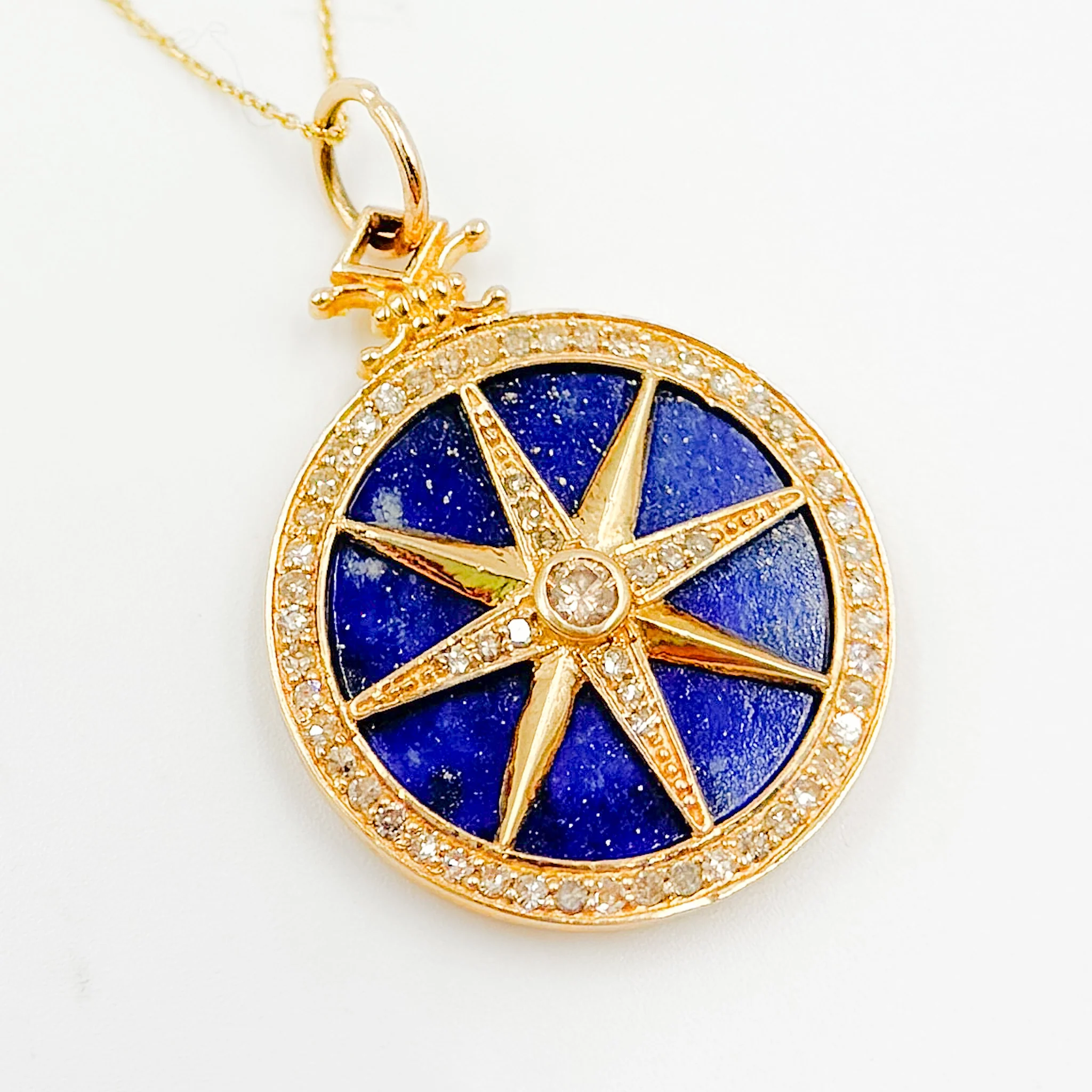 KG69. 14K Solid Gold Star Round Pendant - Image 4